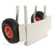 Folding dolly with black urethane flat free wheels. Nose plate folds up to make it more flat. Flat-Free with Black Urethane Tires folded 2
