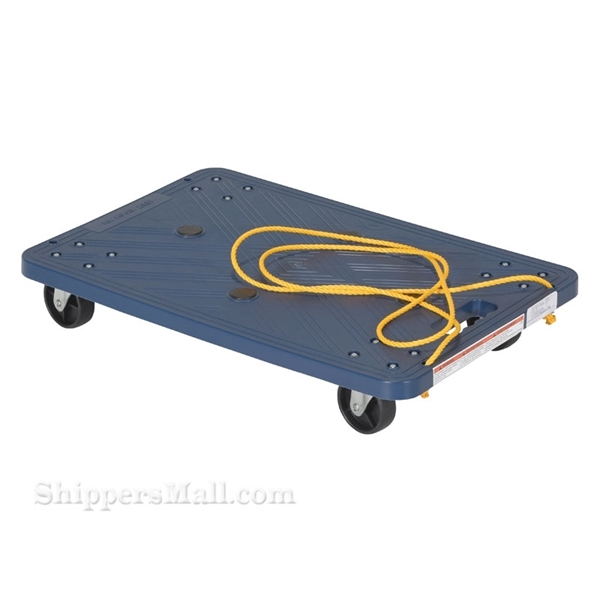 Plastic washable dolly with pull rope is great for the food service industry. One piece molded polyethylene dollies are lightweight and easy to clean. Will not rot, warp, dent, or splinter like wood dollies. Vestil Part #: POS-1624-ROPE
