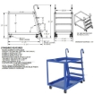 Stock Picker cart with 2 shelves, size 28 X 48 with molded rubber casters. , part #: SPS2-2848 Drawing