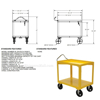 Ergonomic-Handle Cart with drain Drain 4K 24X36 for industrial use or factories great for food industry. - Model #: DH-PU2.4-2436 DRAW