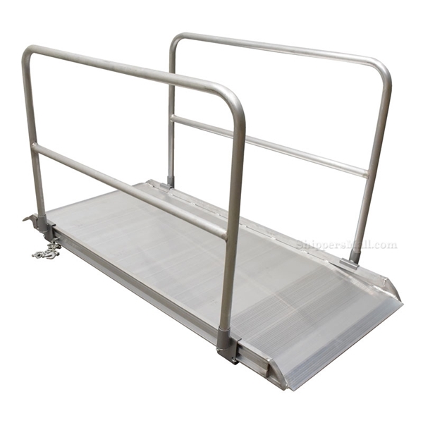 Alum Truck Ramp, Overlap or hook syle w Hand Rails 28" or 38" wide.  AWR-28-38-A-HR-GRP