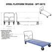 Steel Platform Truck 3600 lb. Capacity 36 X 72 with 8"x2" Glass Filled Nylon casters. Part #: SPT-3672 Drawing