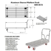 Aluminum Channel Platform Trucks. Deck sections are engineered for high load capacity, durability, and shock resistance. All aluminum construction. SDD-3672
