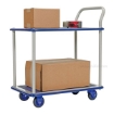 Office cart with double deck and foot brake. Deck size: 19" X 27". Part #: TRS-1927-2-FB