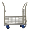 Steel platform cart with mesh sides 18X27. Has foot brake. Part #: TRS-1827-M-FB