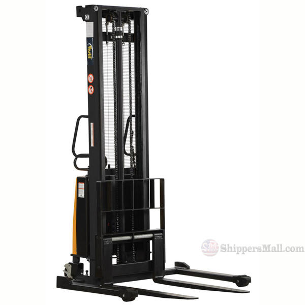 Stacker with Powered Lift - Adjustable Forks/ Adjustable Support Legs Forks Raise up to 150" SL-150-AA