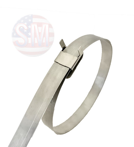 Stainless steel band with Clip Style Buckle, Type SS 304 in assorted lengths. 5/8" X .030'' X 56''