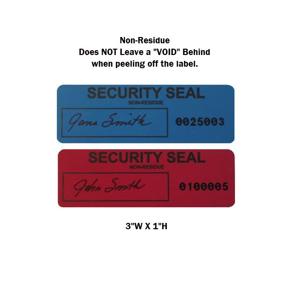 Tamper Evident Label - Non Residue  3"W X 1"H