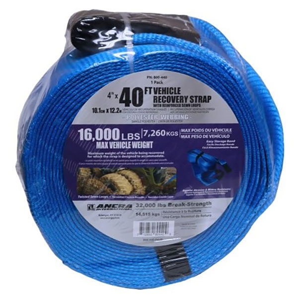 4" x 40' Vehicle Recovery Strap w/Sewn Loops